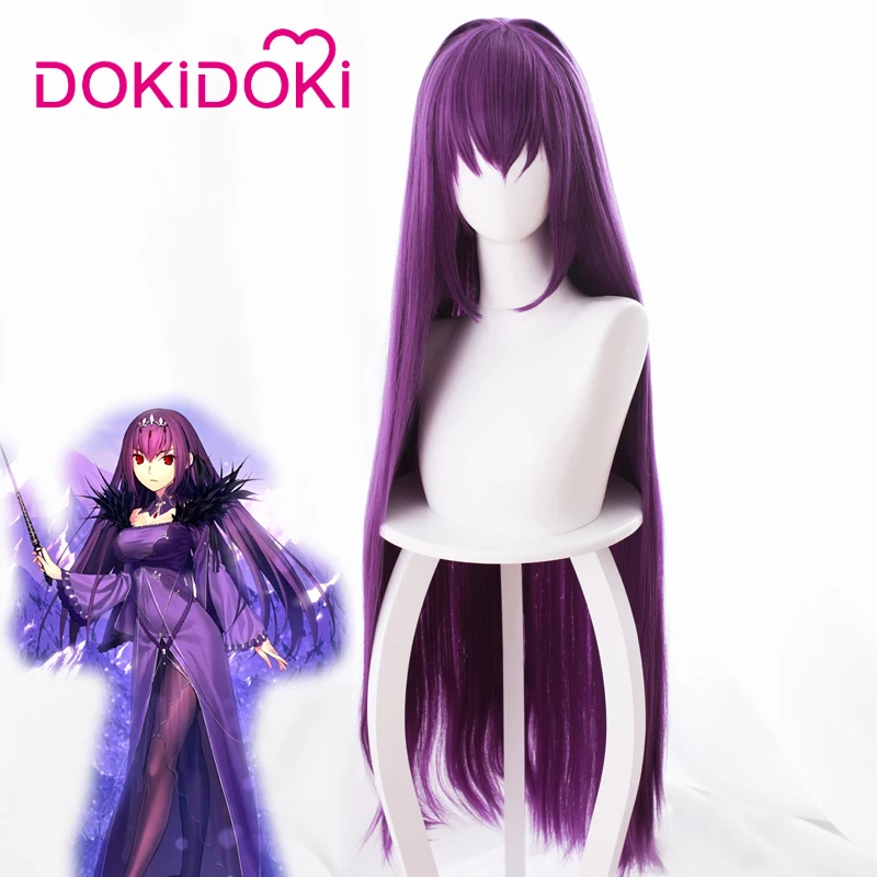 DokiDoki игра Fate Косплей scathach парик для женщин длинные прямые фиолетовые волосы