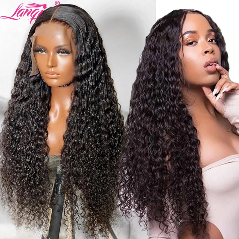 Kinky Curly Human Hair Wig Pre Plucked Brown Lace Closure Wig Brazilian 30 Inch T Part Lace Frontal Human Hair Wigs For Women