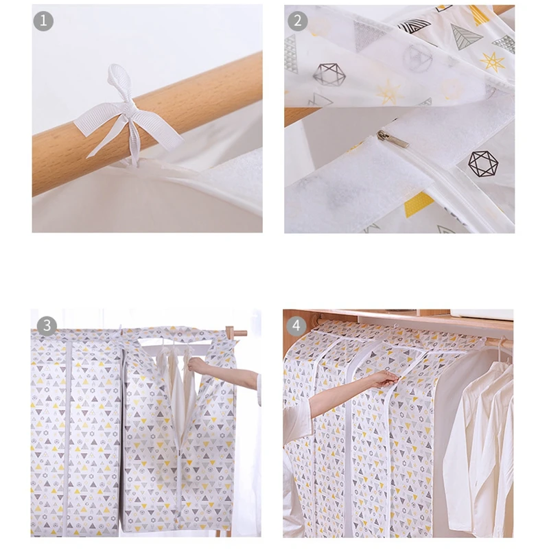 

Geometric Clothes Dust Cover Dress jacket Suit Coat bags Dustproof Hanging wardrobe Organizer Home Clothes Covers