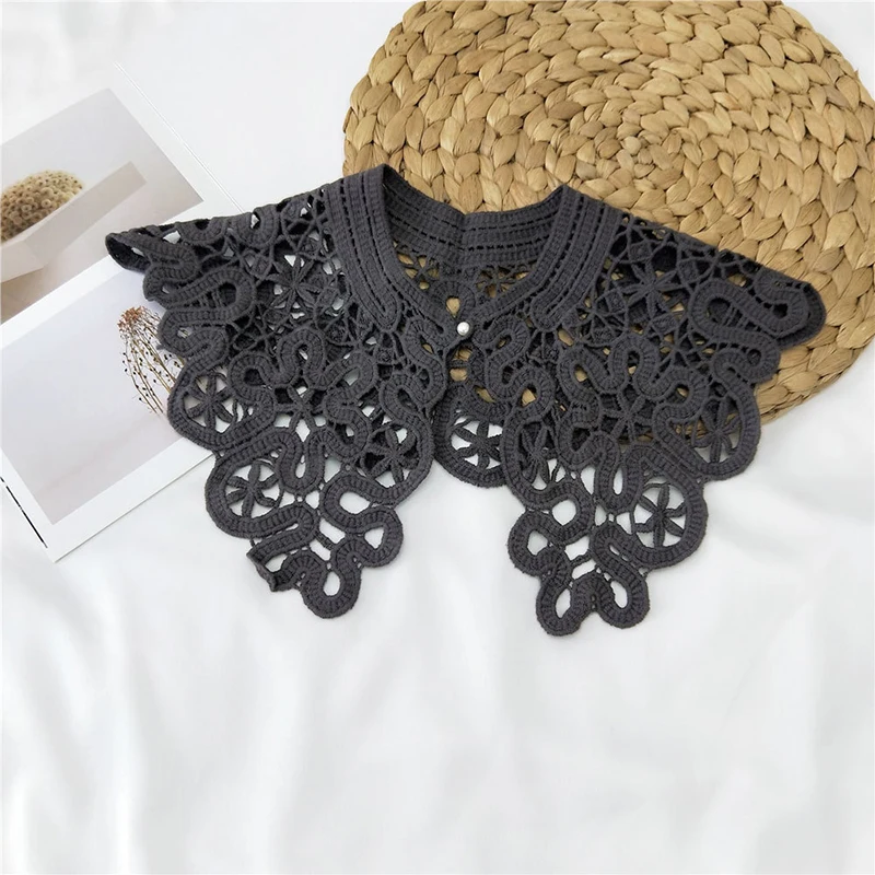 

Women Lace Fake Collar O-Neck Doll False Collar Hollow Out Lace Detachable Shirt Collars Blouse Top Women Clothes Accessories