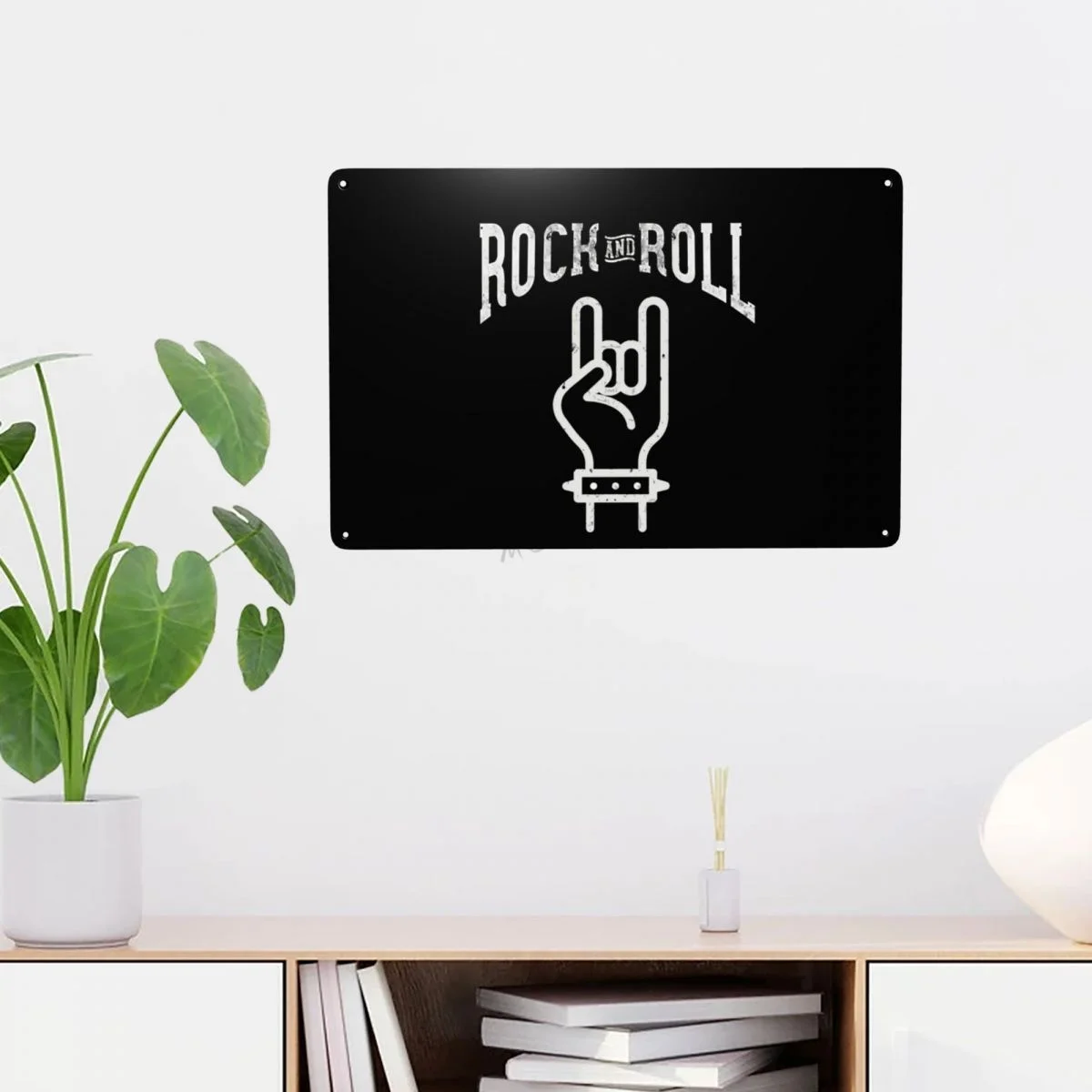 

Металлические жестяные знаки Rock N Roll, вывески рога, тяжелый металл, 1960s, панк, железная живопись, домашний бар, декор комнаты, настенное искусс...