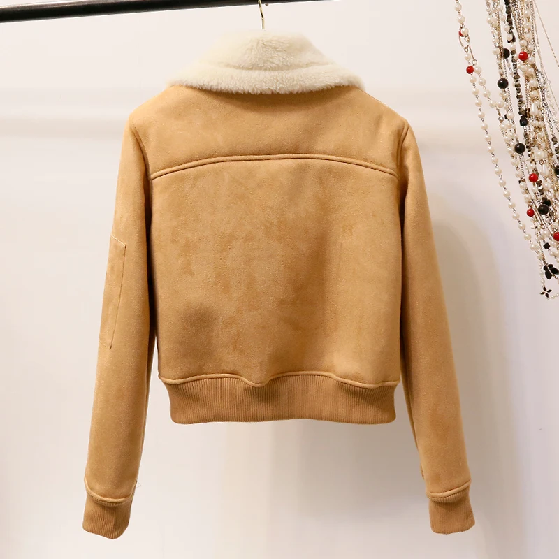 Двустороннее меховое пальто 2018 осень зима новый стиль короткая Высокая талия