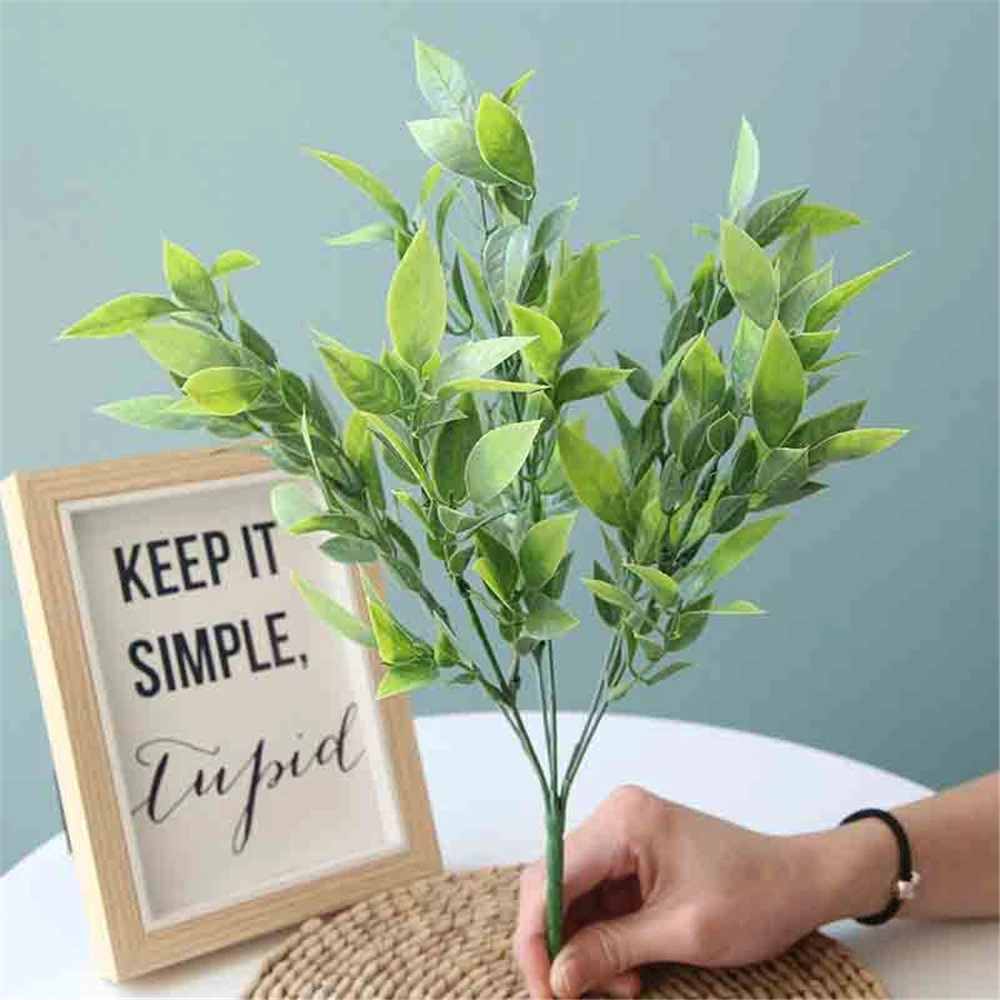2pcs 6 Fork 4 Color Begonia Flower Small Plastic Leaf Bottoming Grass Wedding Road Lead Special Fake Table Decoration | Дом и сад