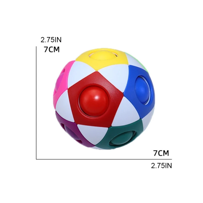 

L41D Sensory Fidget Decompression Toy Rainbow Spherical Puzzle Stress Relief Football for Toddlers Adults Funny Color Match