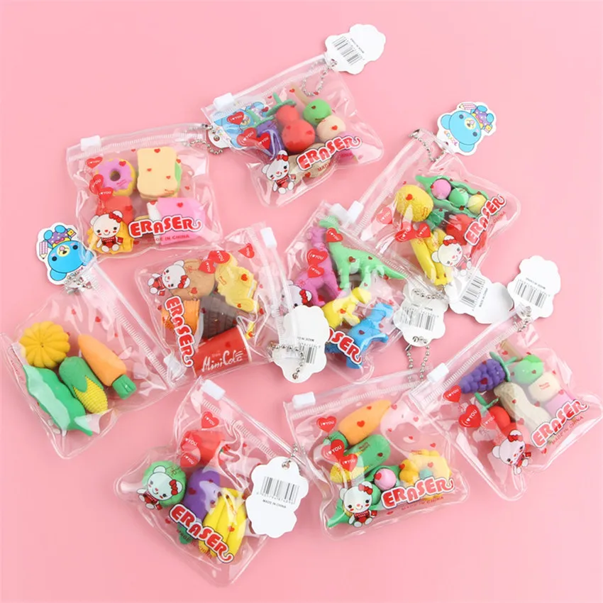 1 упак./лот милого ластика еды ластик в виде животных набор канцелярских