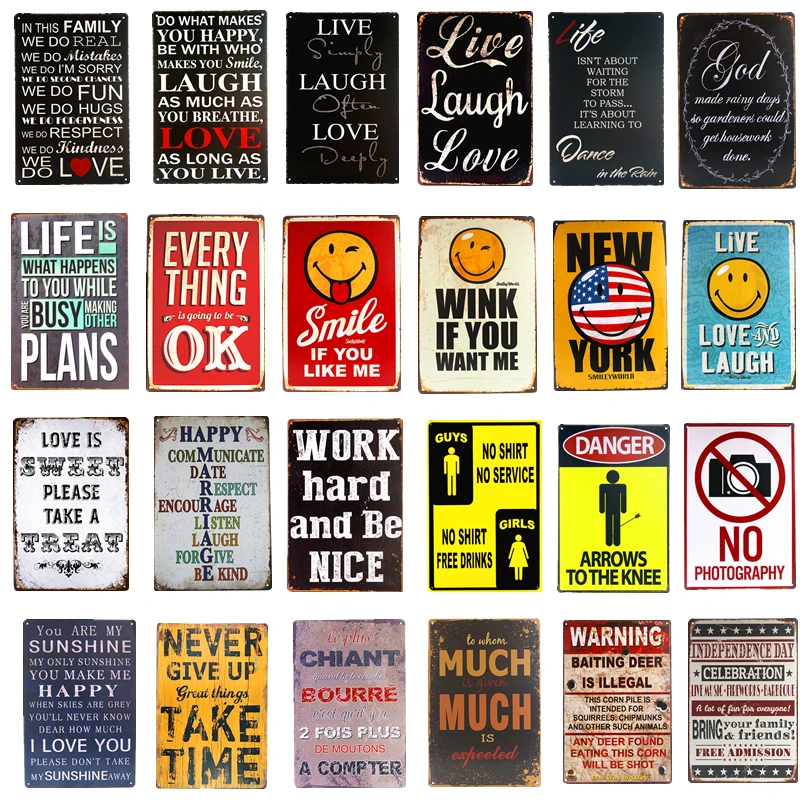 

Live Laugh Love/Warning/Life/Family RuleMetal Tin Signs Plate Bar Club House Wall Decoration Vintage Chic Art Tin Painting