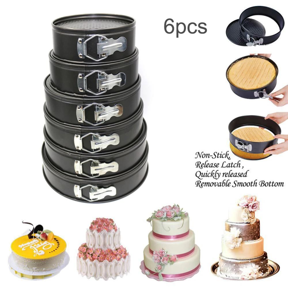

6pcs Round Springform Pan Kit Nonstick Leakproof Cake Tray Pans Bakeware Baking Moulds Removable Detachable