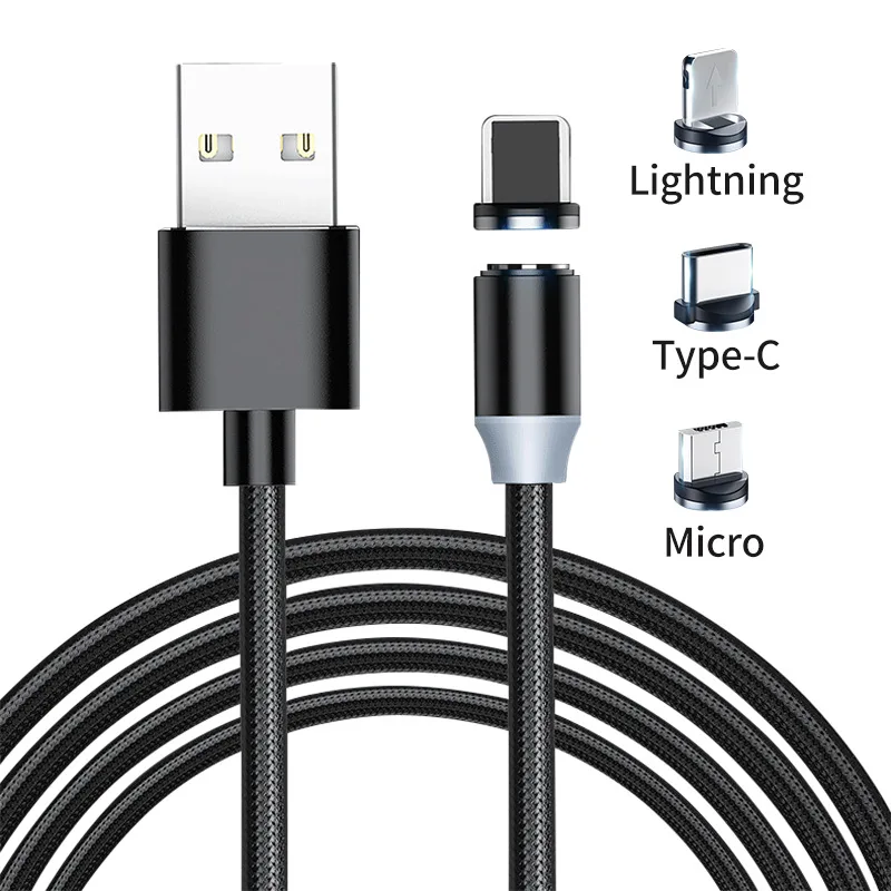 Круглый Магнитный кабель с разъемом 8 Pin Type C Micro USB штекер для быстрой зарядки