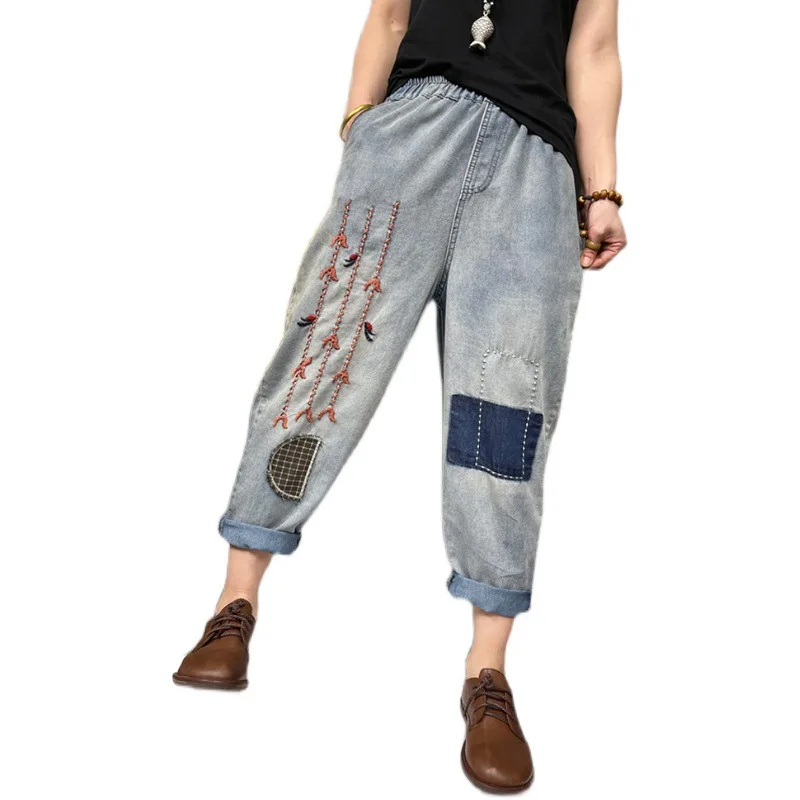 

Max LuLu British Punk Style 2021 Summer Women Vintage Blue Denim Pants Ladies Casual Loose Jeans Girls Spliced Trousers Big Size