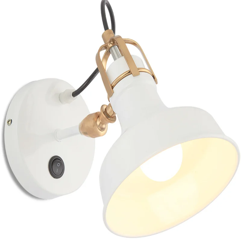 

American country style loft industrial wind wall light simple rocker arm white wall light retro living room bedroom bedside ligh