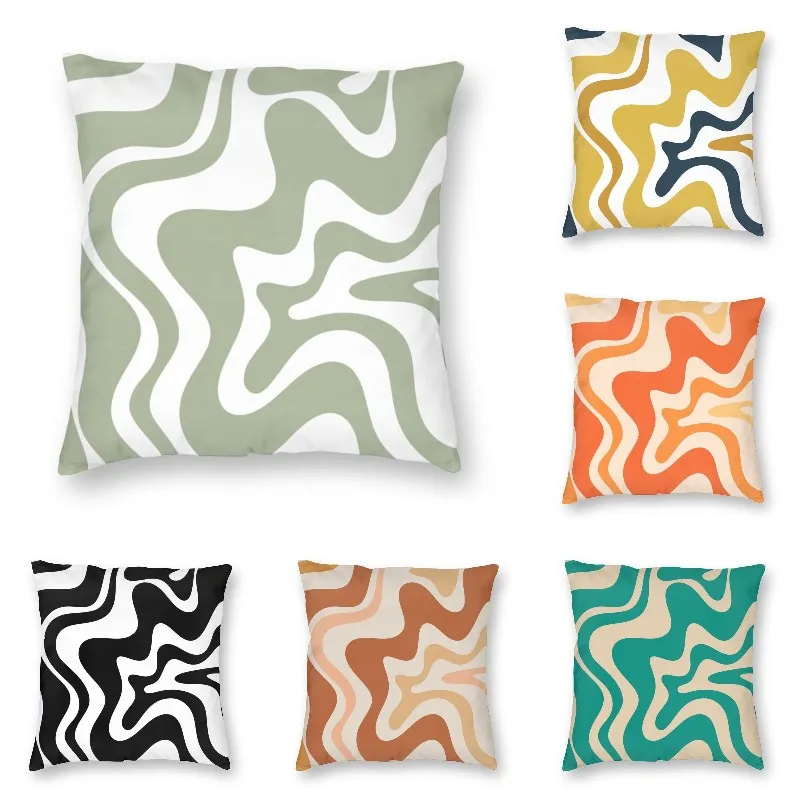 

Лидер продаж, чехол для подушки с жидким крутящимся абстрактным узором, украшение для постельного белья, дивана, геометрический волнистый к...