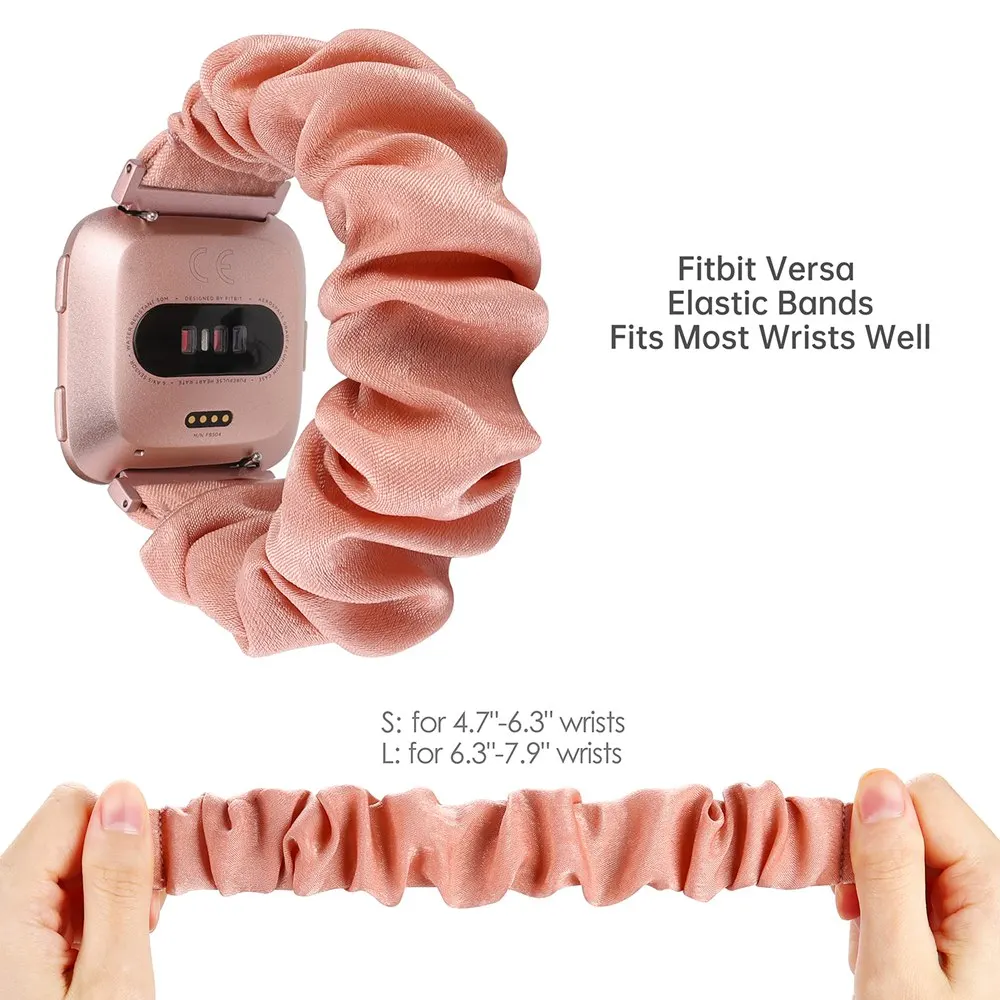 Elastic Fabric Bands for Fitbit Versa Women Girls Soft Woven Rubber Strap Replacement Scrunchies Band for Versa 2/Versa Lite