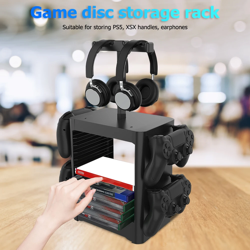 ALLOYSEED Multi-Functional Large Capacity Storage Rack Holder for Switch Discs Gamepads Headphone Support Video Game Accessories |