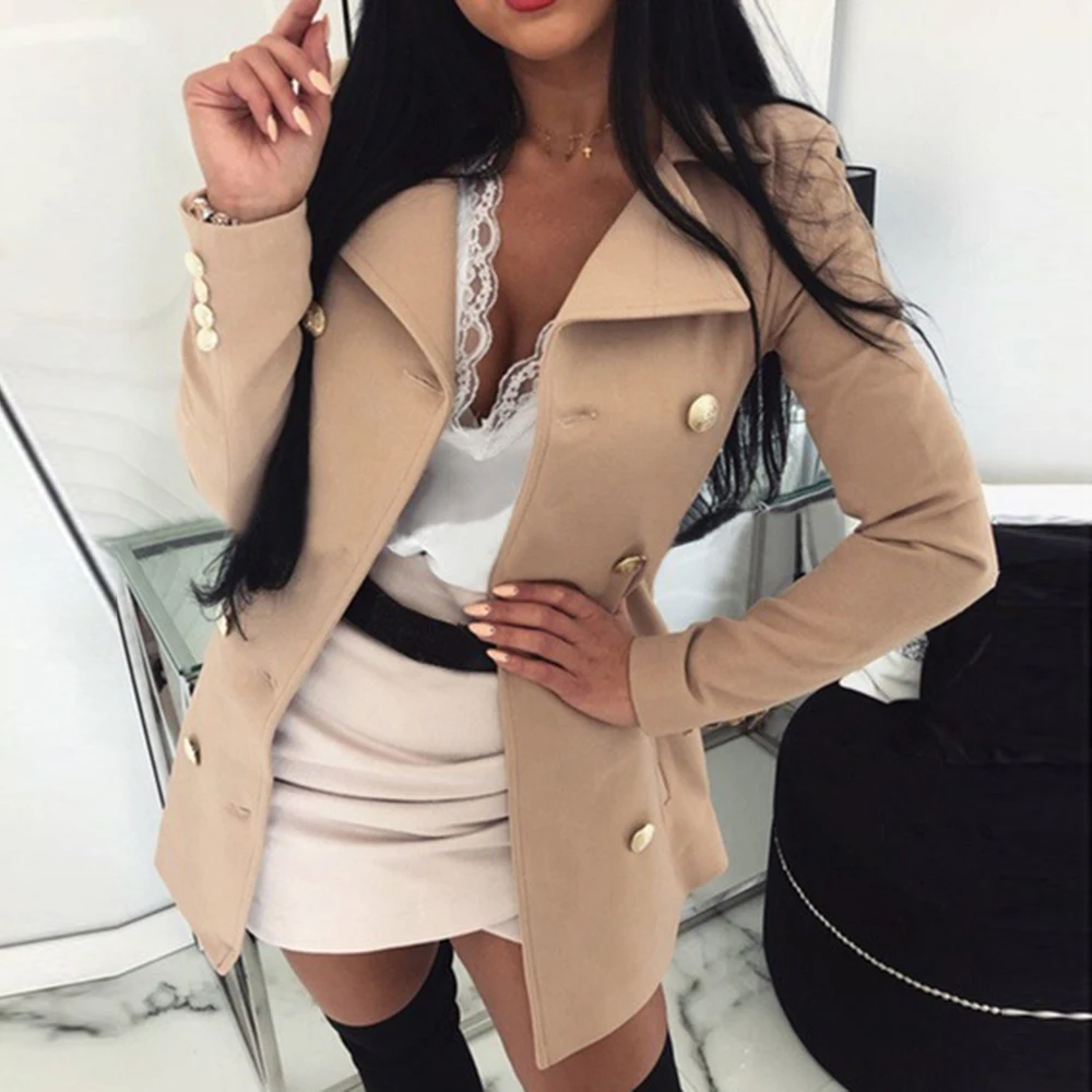 Женское пальто в винтажном стиле однотонная приталенная куртка с длинным