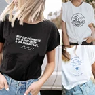 Женская футболка с надписью Keep Our Ocean Blue Clean Plastic Free, летняя футболка с надписью Keep Our Ocean, Повседневная эстетичная футболка 90-х