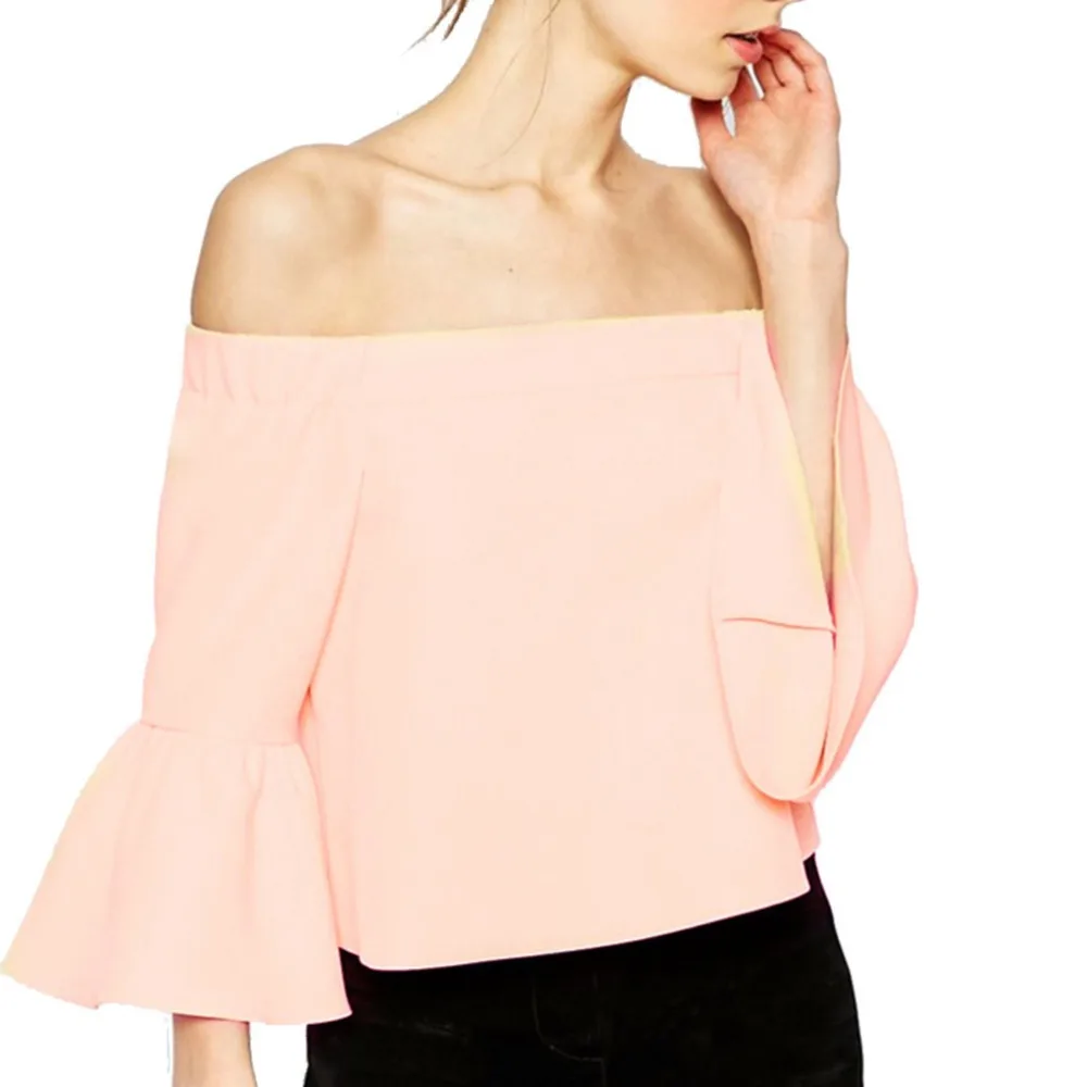 Шифоновые женские блузки новинка 2019 розовая рубашка с рукавами и рюшами