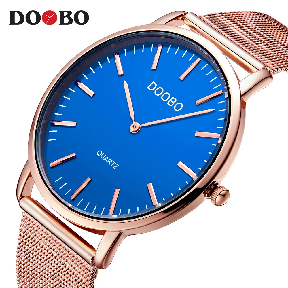 D038 gold blue DOOBO армейские военные спортивные кварцевые мужские s часы Топ Бренд роскошные кожаные мужские часы повседневные спортивные часы Relogio Masculino - Цвет: D038 gold blue
