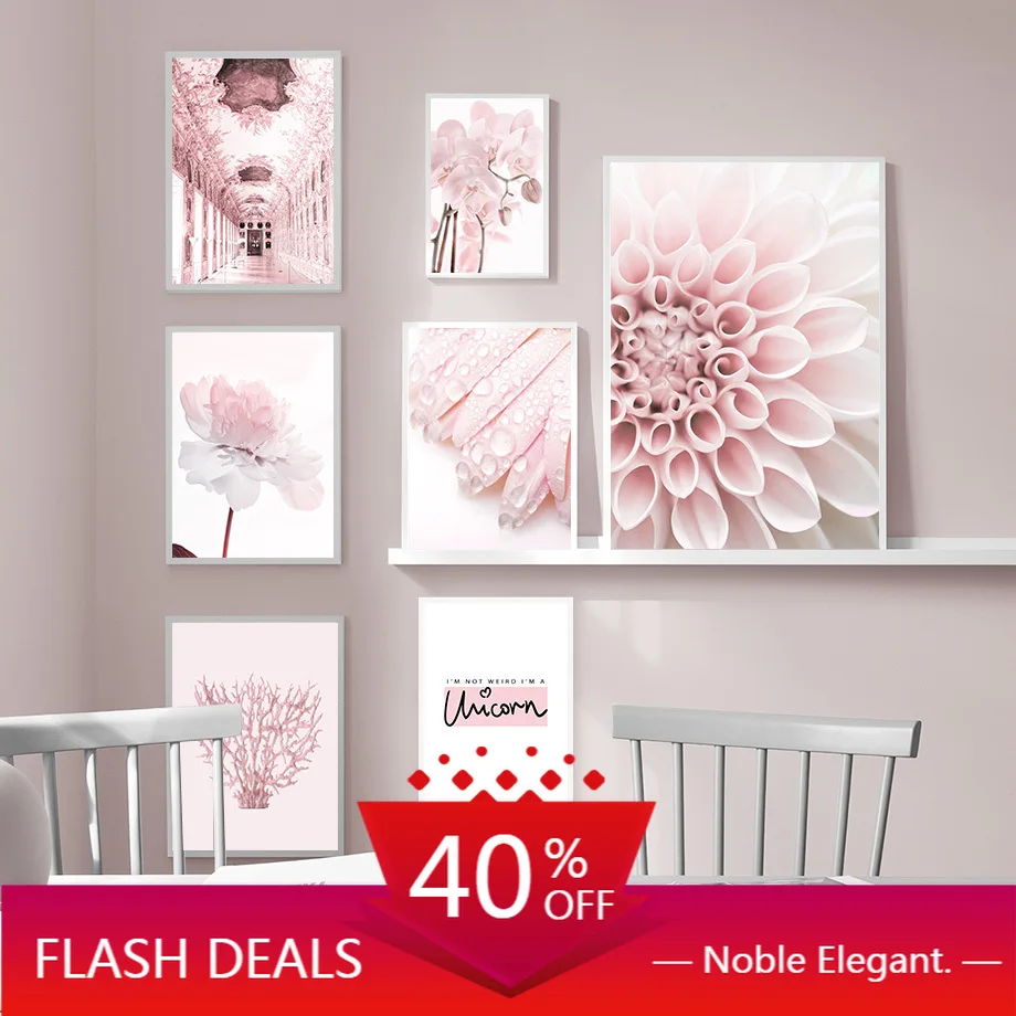 Рождественская Картина на холсте розовый цветок фаленопсис пион Далия цитаты