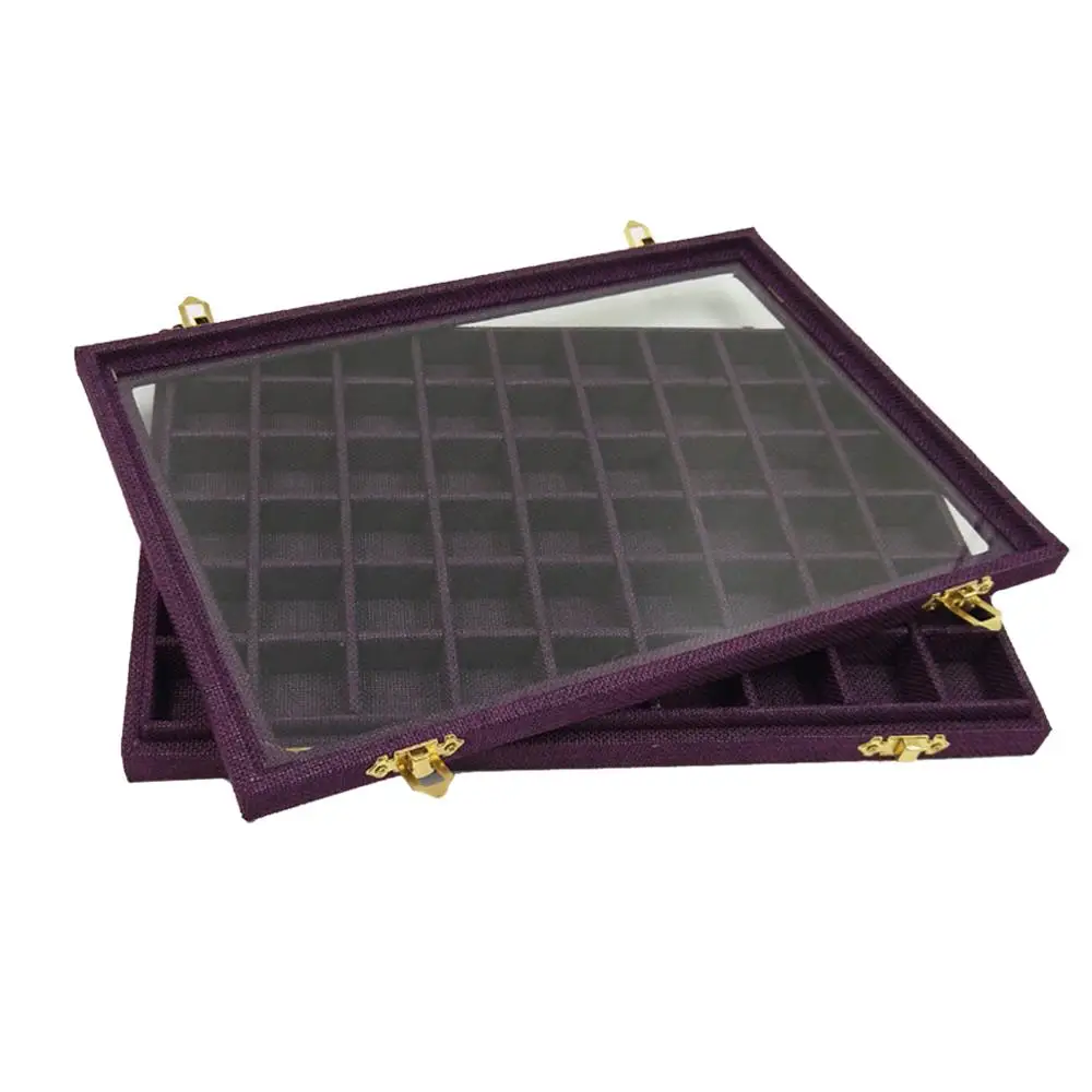 Лоток для ювелирных изделий 54 мини-сетки прозрачная стеклянная крышка витрина