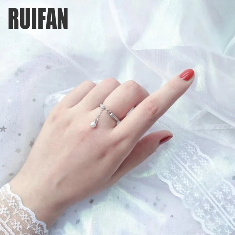 Ruifan модные ювелирные изделия белого золота женское жемчужное кольцо