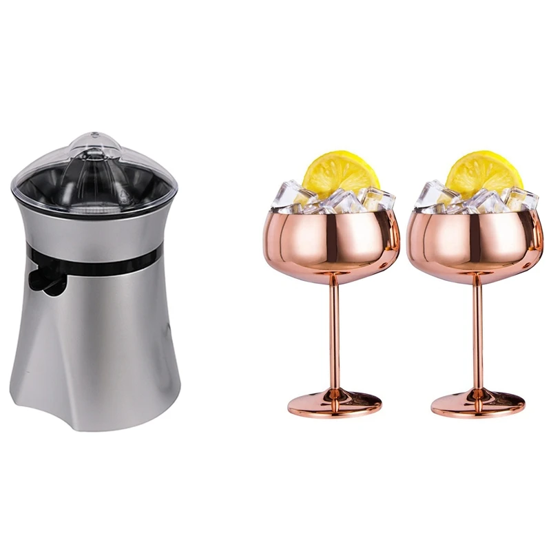 

1 Pcs 50W Electric Juicer Orange Fruit Lemon Squeezer Juice & 2 Pcs Copper Coupe Champagne Glasses