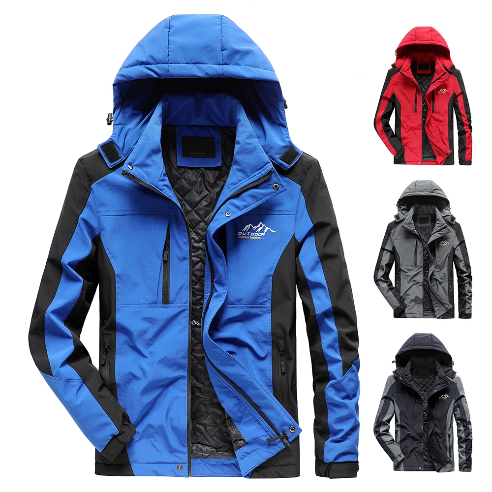 Мужская уличная куртка с карманами Классическая Толстая теплая в стиле пэчворк