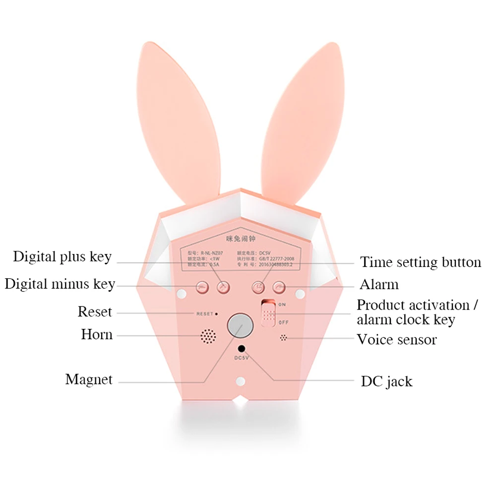 Многофункциональный светодиодный цифровой будильник Mi Rabbit лампы с акустическим