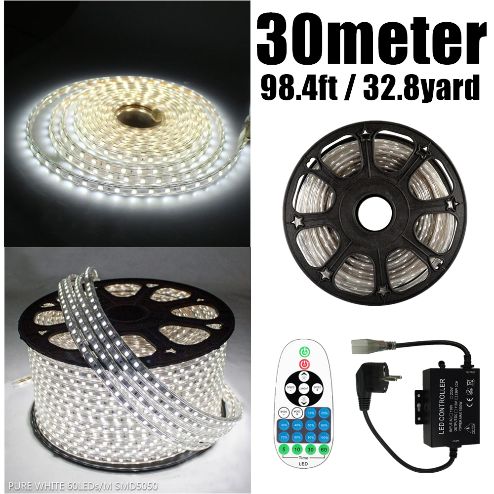 Неоновая Светодиодная лента 220 SMD 5050 в 30 м яркая светодиодная Светильник та