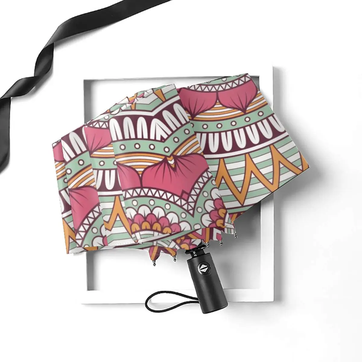 Prezzo Resistente Al Vento Pieghevoli Donne Ombrello Automatico Auto Colorful Mandala Stampa Antivento Ombrelli Da Pioggia Per Gli Uomini Parasole