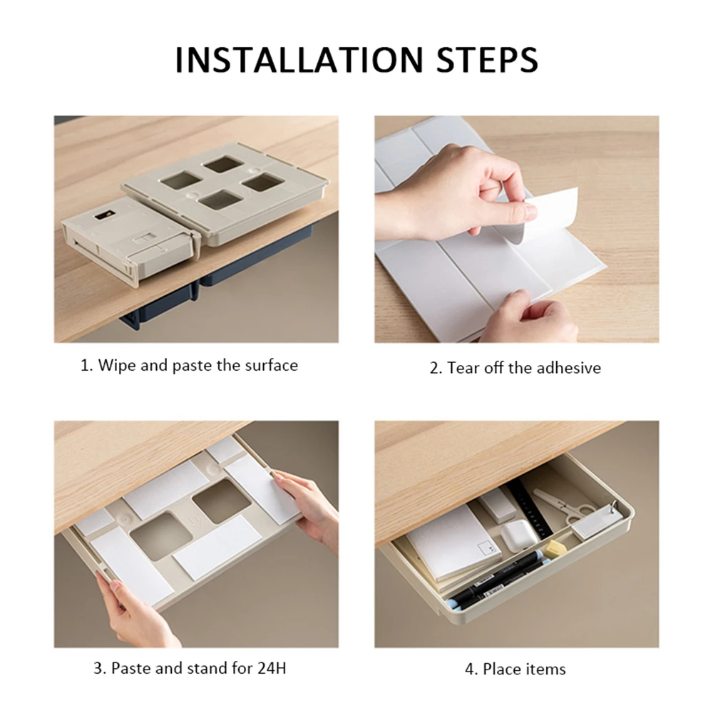 

Desktop Organizer Office Student Stationery Under The Desk Drawer Type Storage Bottom Hanging Hidden Pen Case