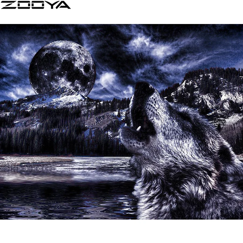 Zooya 5D алмазная живопись сделай сам животные полноразмерная волк Вышивка