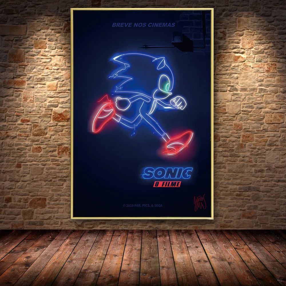 

Cartoon Sonic The Hedgehog Blue Flash Movie Poster Canvas Painting Poster and Prints Wall Art Pictures for Kids Room Living Room
