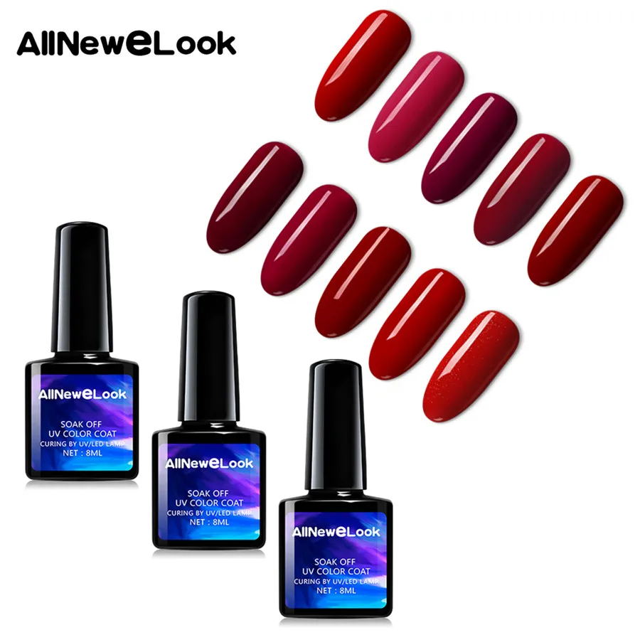 AllNeweLook винно Красный Цветной Гель лак стойкий для ногтей удаляемый замачиванием