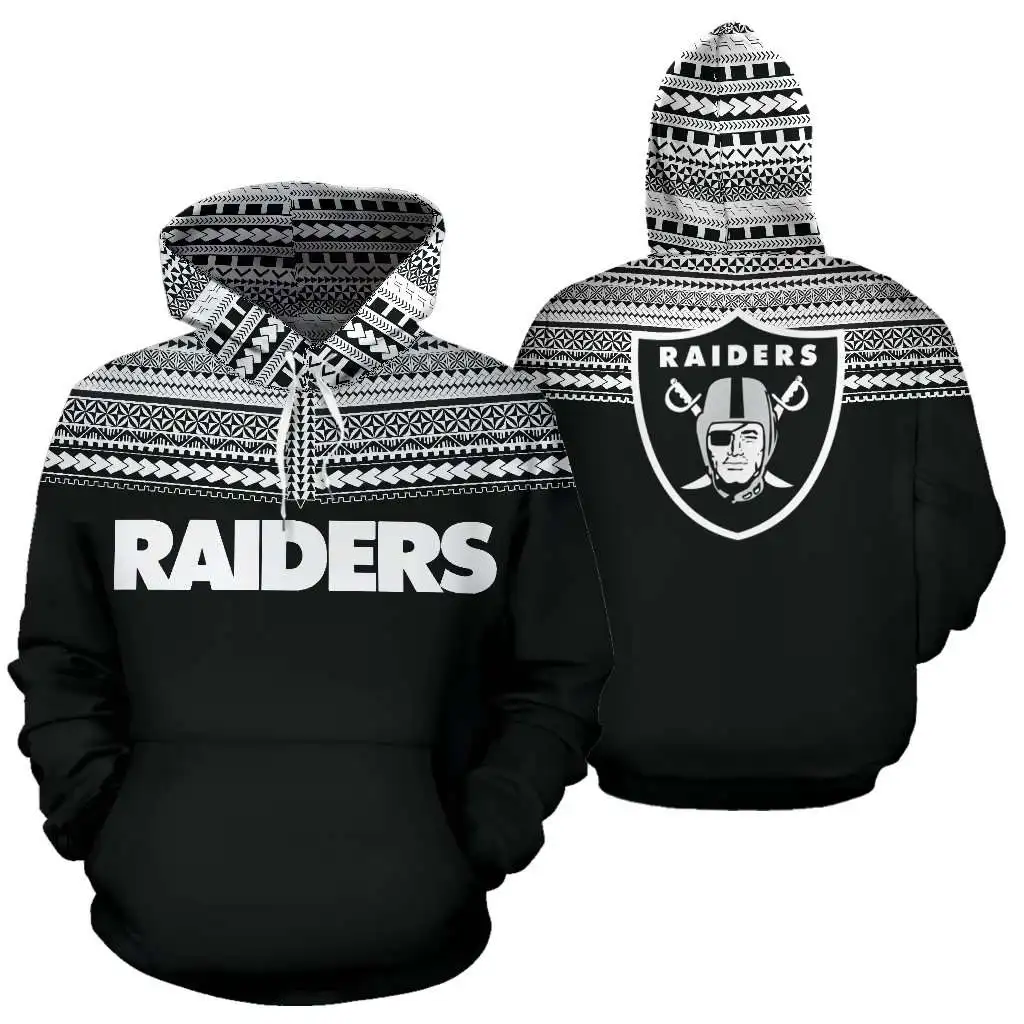 

Las Vegas men's long sleeve casual Raiders hoodie Snowflake black stitching samurai shield print 3D sweatshirts