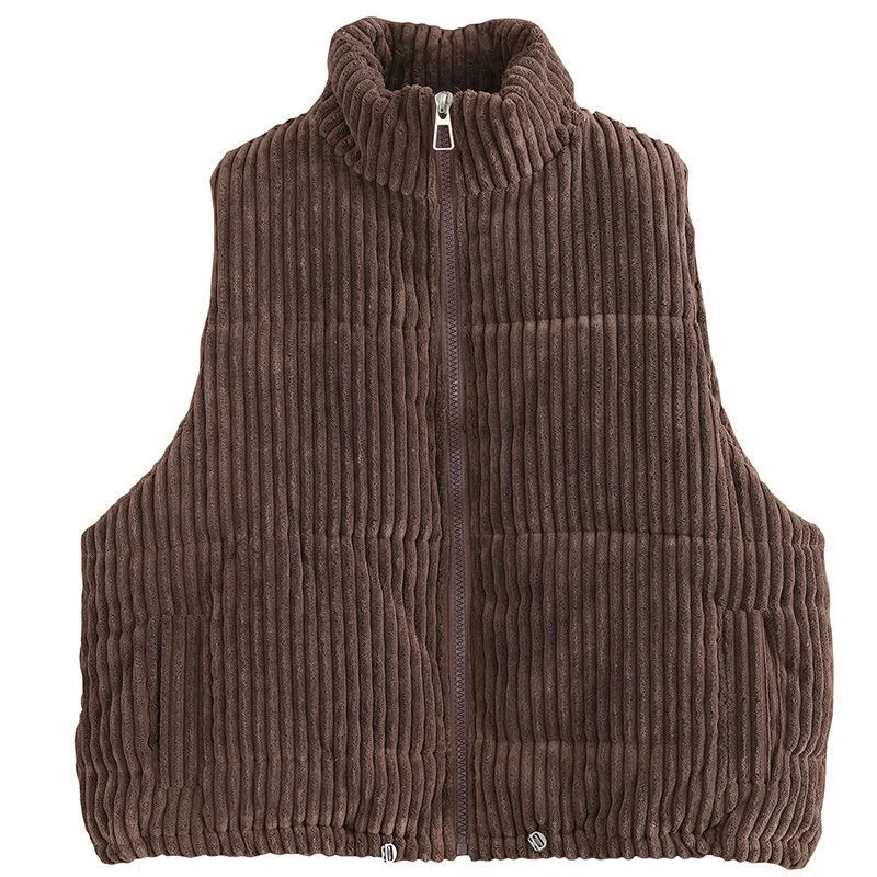 

Womens Corduroy Thicken Plus Cotton Plus Size Vest 2020 Autumn Winter New Retro Literary Loose Cotton Vest All-match Warm Jacket