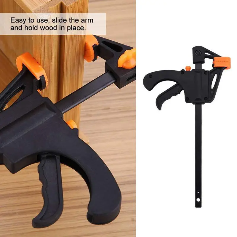 Plastic F Clamps Set 4-Piece 100mm 4 inch Bar Clip Grip Quick Ratchet Release Woodworking DIY Hand Tool Kit | Инструменты