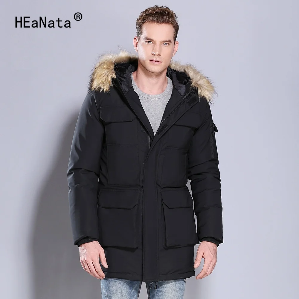 

Cotton-padded Jacket Men 2020 Winter Down Coat With Heavy Fur Collar Hooded Long Multi-pocket Coat men's brand Clothing