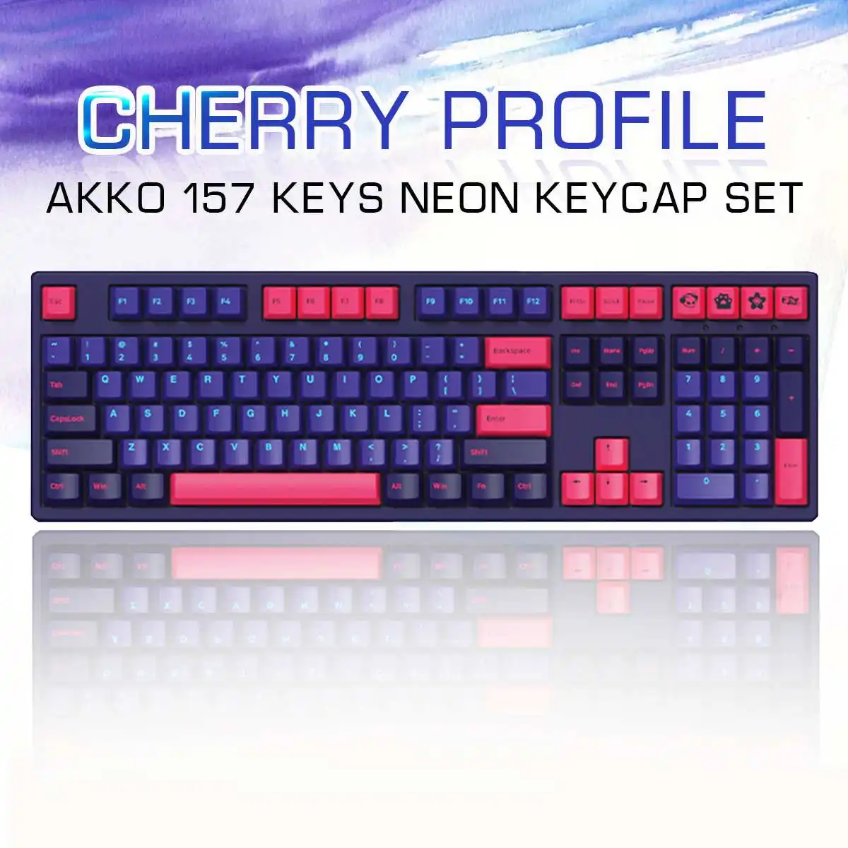 

AKKO 157 Keys Neon Keycap Set Cherry Profile PBT Two Color Molding Keycaps for Mechanical Keyboard Changed WIN key to APP key