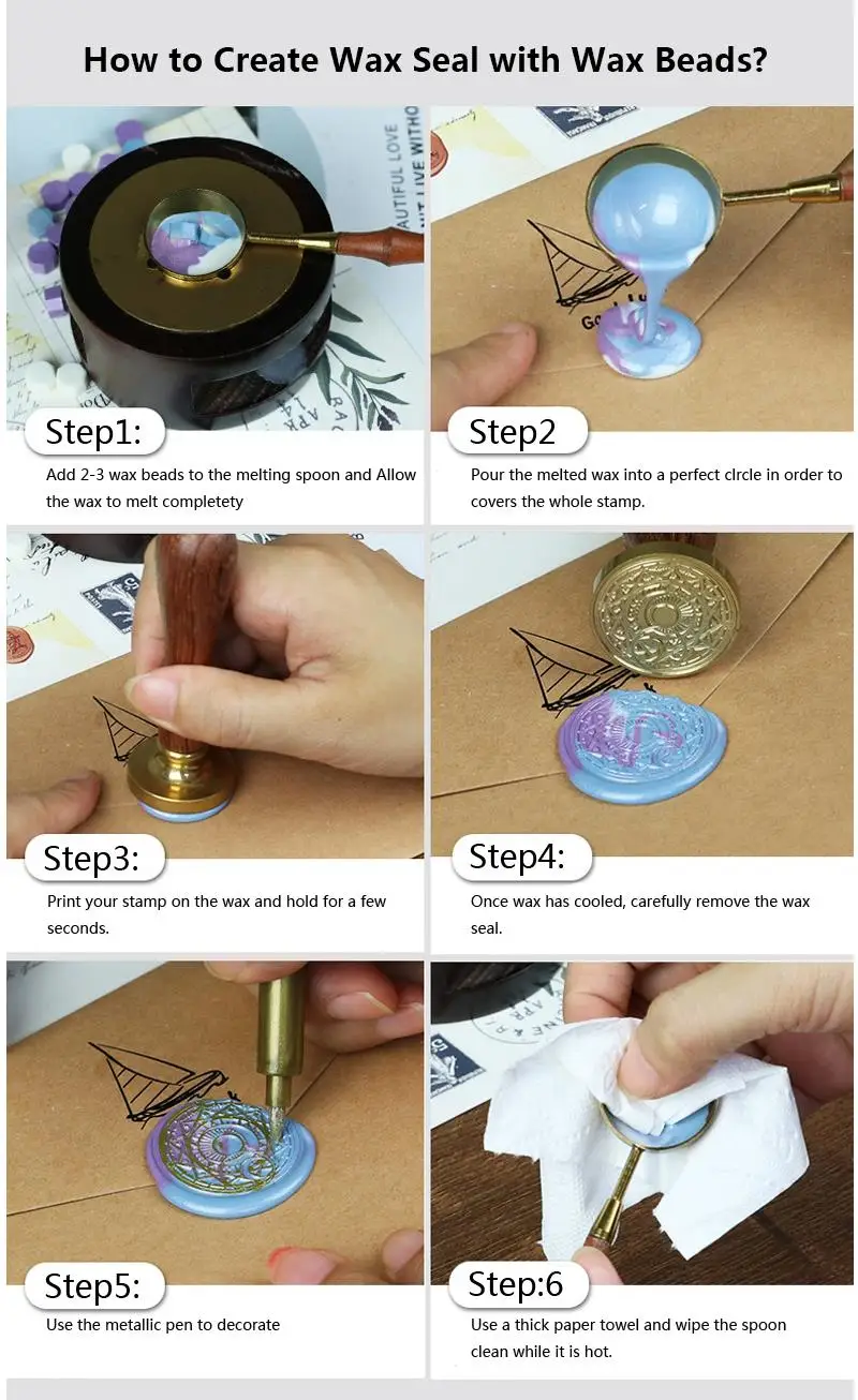 100 шт./пакет Ретро восковая печать Цветные Восковые бусины отпуск восьмиугольный