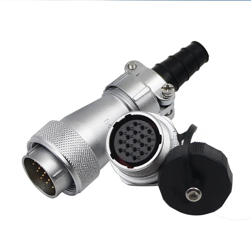 

WF24 TI+ZM Metal Shell Waterproof Solder Aviation Connector M24 Industrial Electrical IP67 2 3 4 9 10 12 19 Pin Quick Assembly