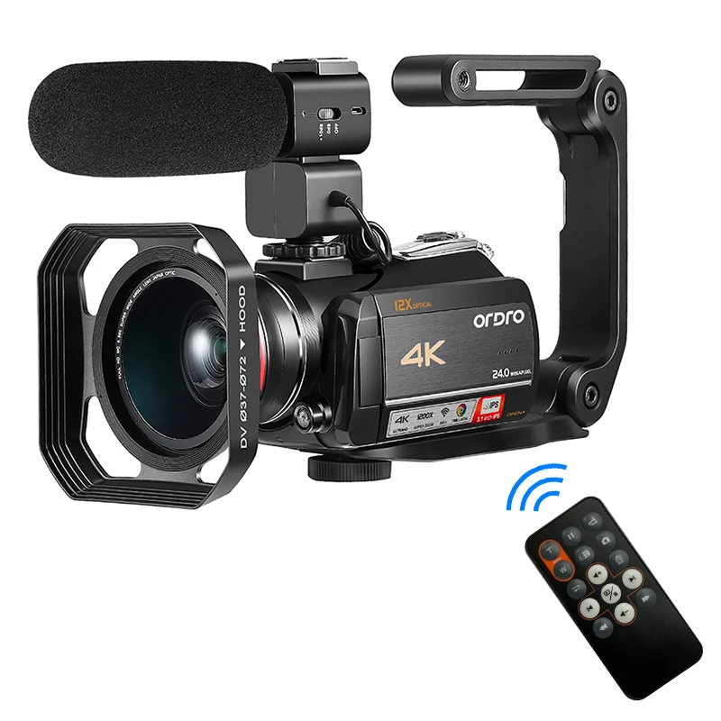 Видео Камера 4K видео для Wi Fi YouTube Braodcast Ordro AC5 12X оптический зум наружной съемки