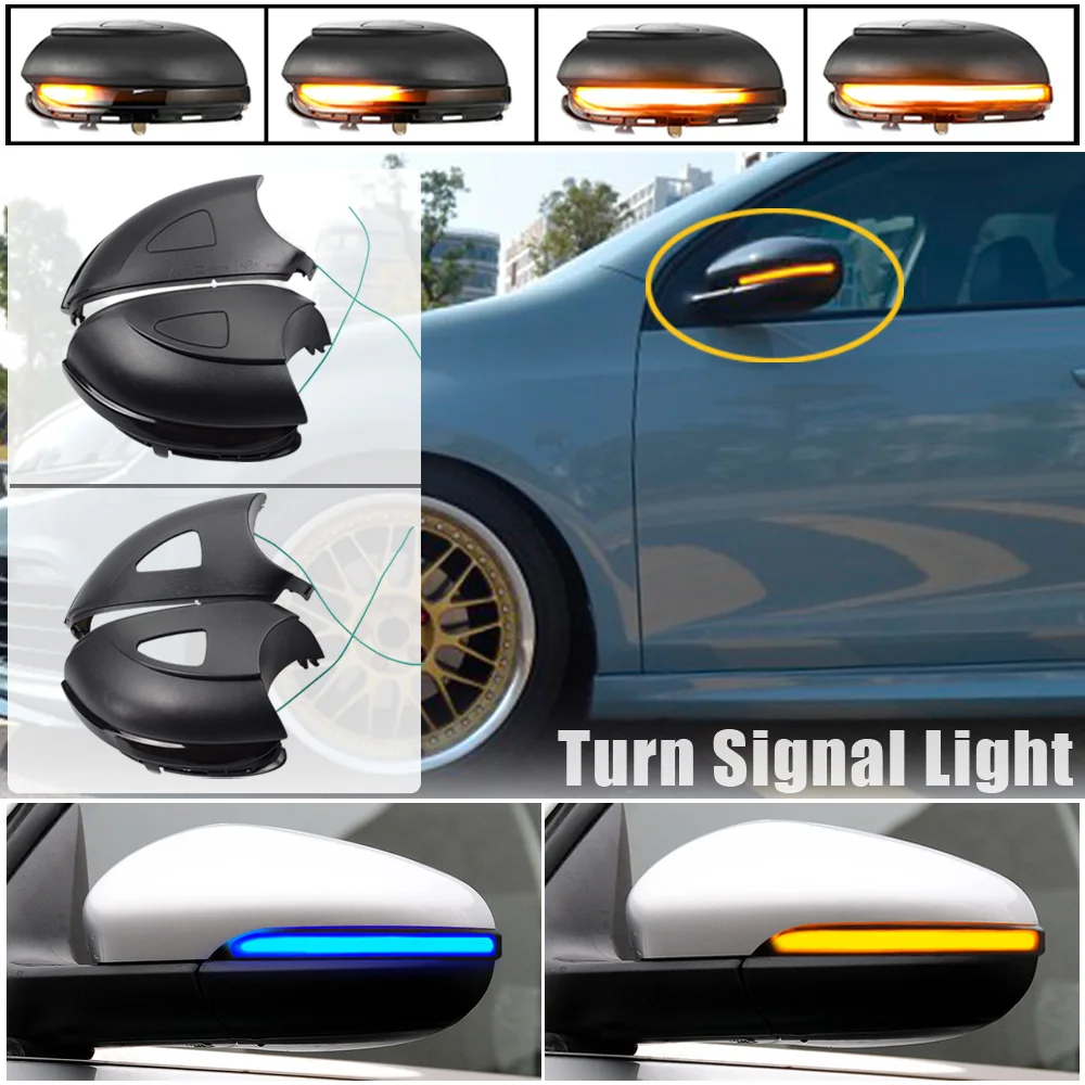 

For VW Golf MK6 G-TI 6 R20 Touran LED Dynamic Car Blinker Side Mirror Marker Turn Signal Lights Lamp Accessories