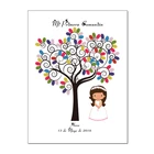 Гостевая книга Qianxiaozhen для девочек, отпечатки пальцев, дерево, подпись г., персонализированная, холст, сувенирные украшения для Первого Святого Причастия