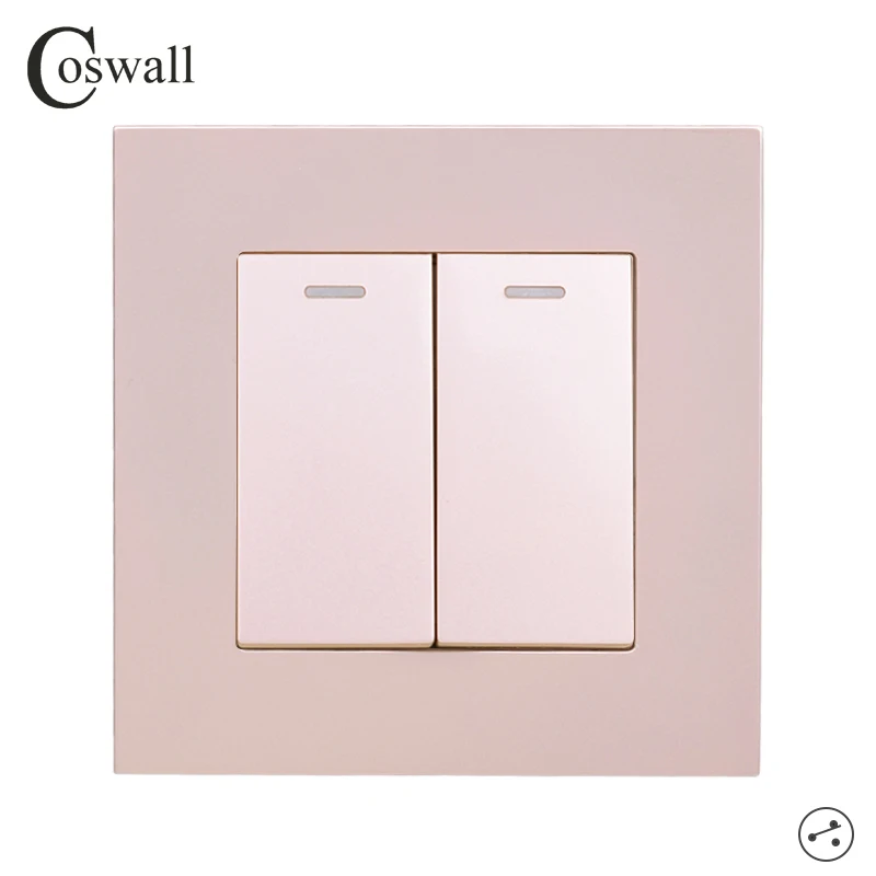 Панель COSWALL из поликарбоната в простом стиле 2 клавиши канала переключатель света