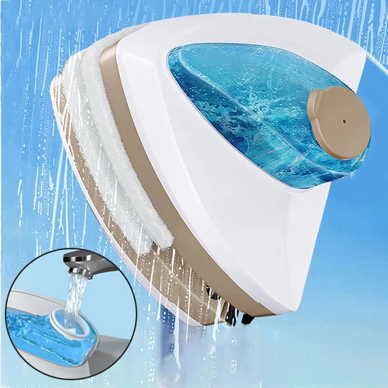 Herramienta de limpieza de ventanas de vidrio magn&eacute;tico, limpiador de ventanas especial para el hogar, descarga autom&aacute;tica de agua, doble capa-0