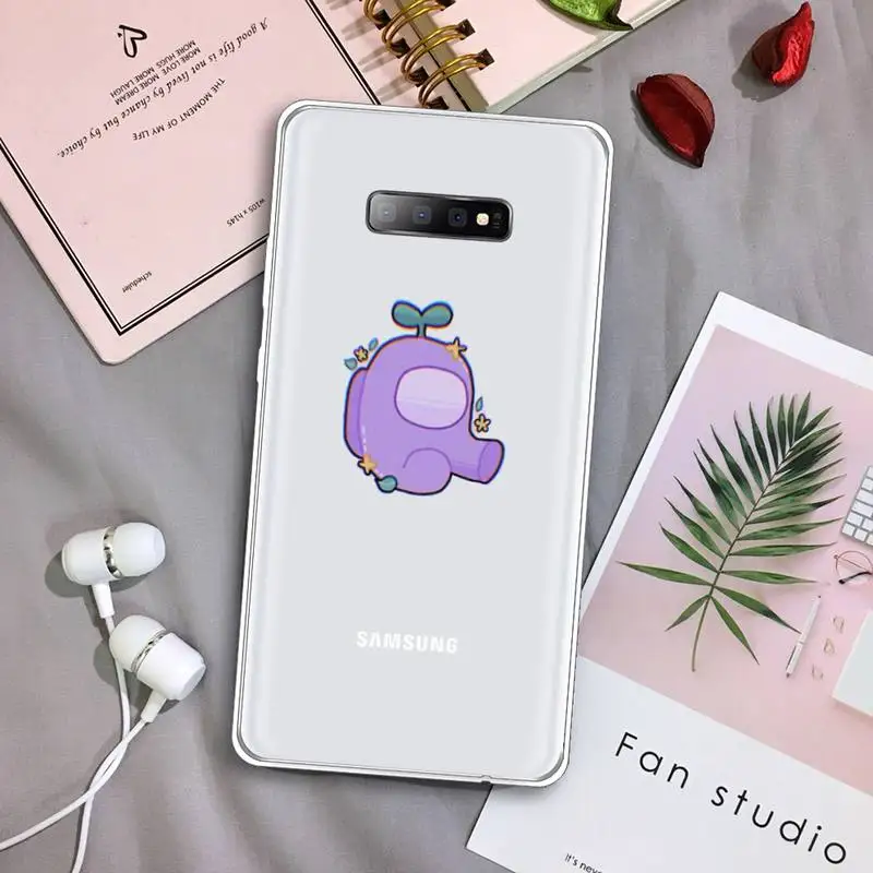 

Cute cartoon Among Us game Phone Case Transparent For Samsung Galaxy A 71 21s S note 8 9 10 plus 20 ultra