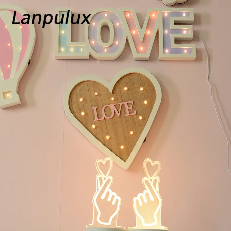 Lanpulux 3D Деревянный любовь светодиодный ночник в форме сердца письмо девушка