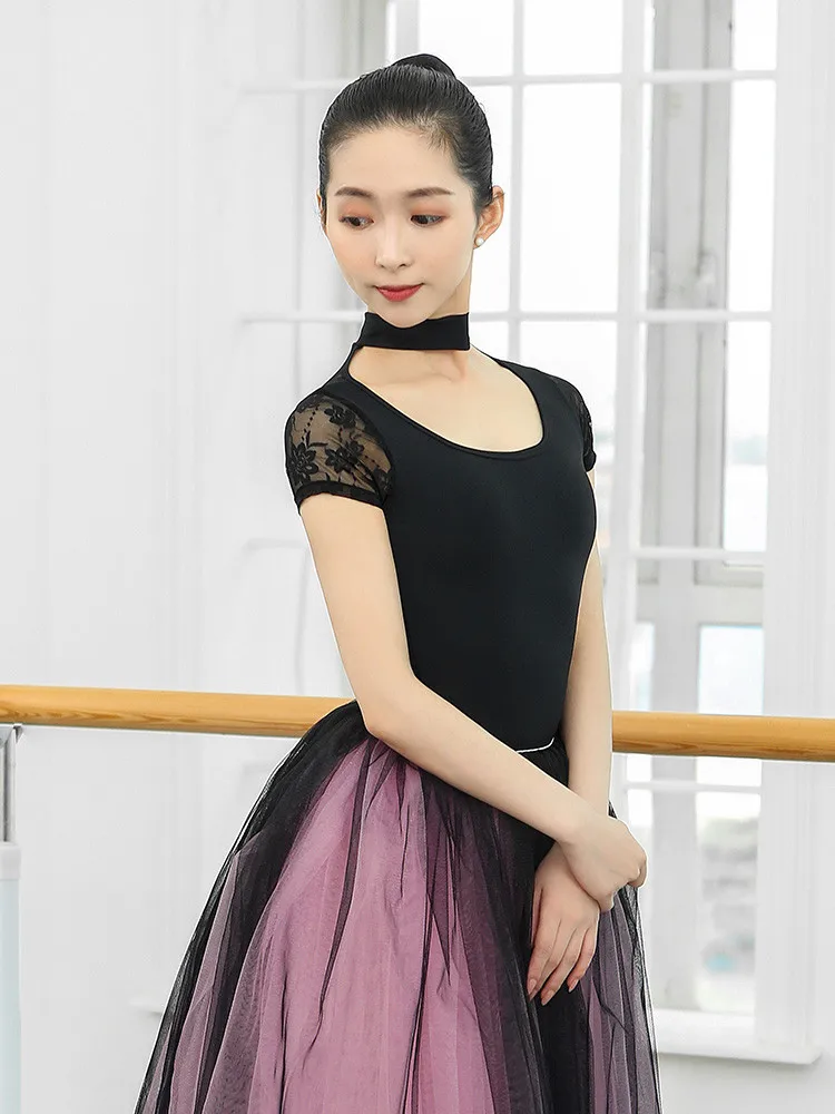 2022 Lace Ballet Leotards For Girls Ballerinas Women Dancewear Adult Practice Clothes Small Stand-up Collar Gymnastics Leotard |