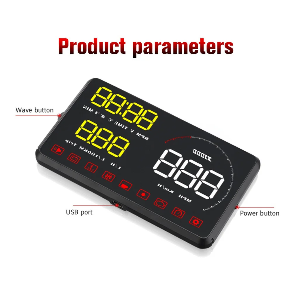 Дисплей на лобовое стекло автомобиля с индикацией скорости воды и превышения