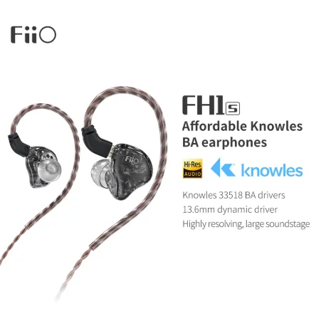 FiiO FH1s Knowles единиц Hi Fi наушники вкладыши Subwoofe Отсоединяемый кабель катушки железа